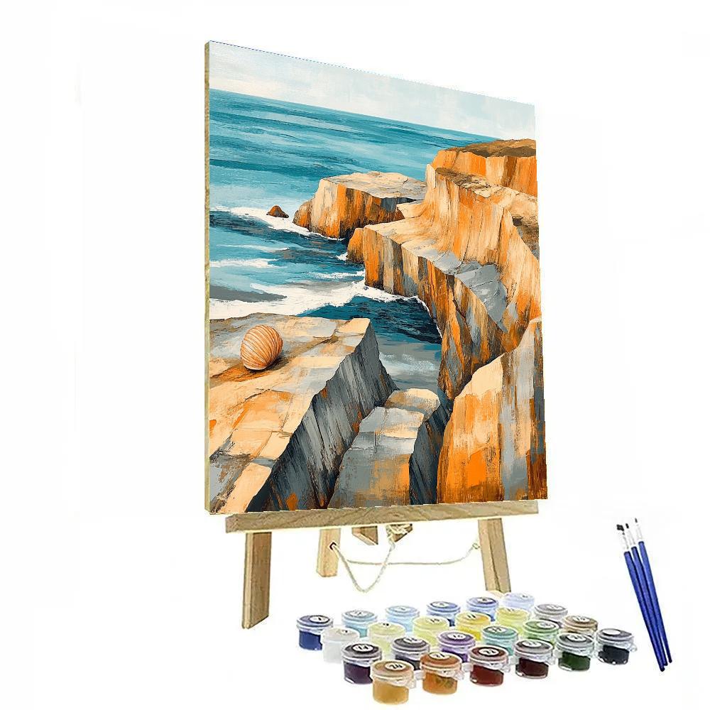 Pablo Picasso Inspired Cubist Ochre Coastline Abstraction paint by numbers