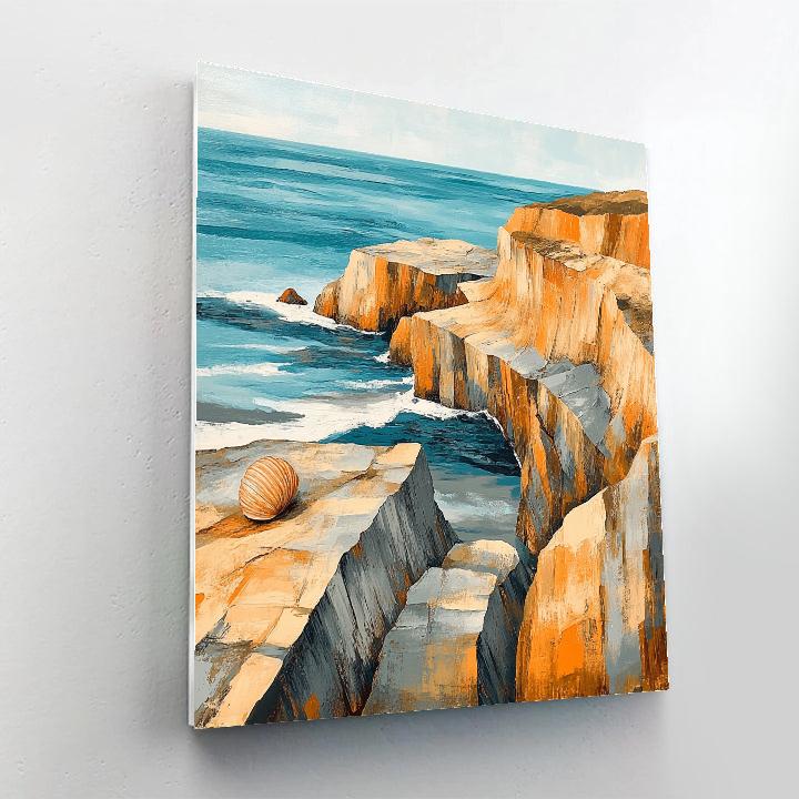 Pablo Picasso Inspired Cubist Ochre Coastline Abstraction paint by numbers