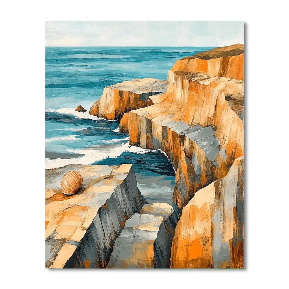 Pablo Picasso Inspired Cubist Ochre Coastline Abstraction paint by numbers