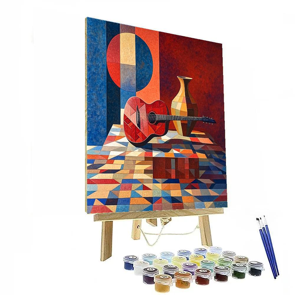 Pablo Picasso Inspired Fragmented Still Life With Guitar And Vase painting number kit