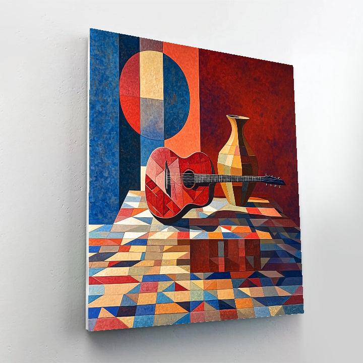 Pablo Picasso Inspired Fragmented Still Life With Guitar And Vase painting number kit