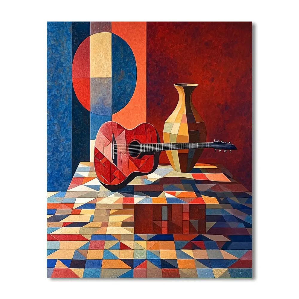 Pablo Picasso Inspired Fragmented Still Life With Guitar And Vase painting number kit