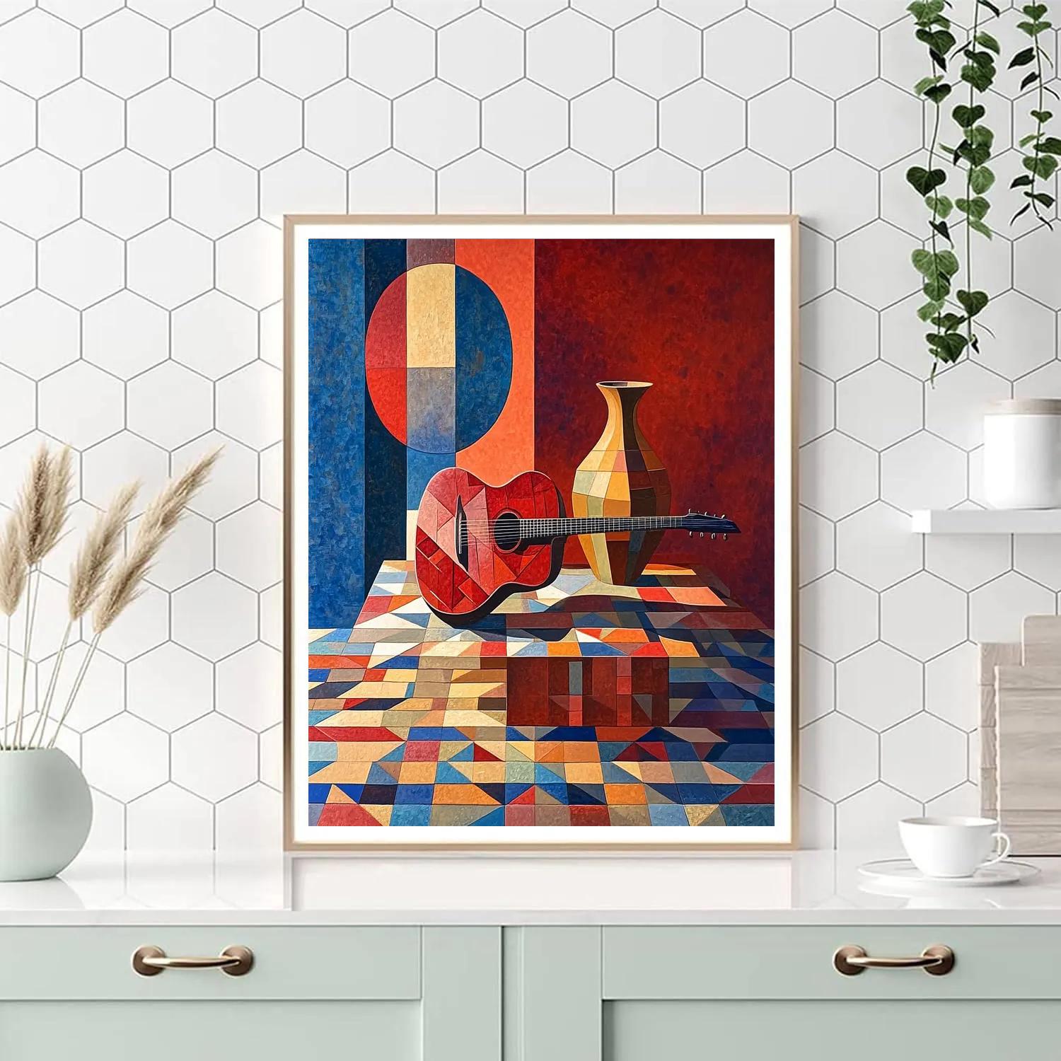 Pablo Picasso Inspired Fragmented Still Life With Guitar And Vase painting number kit
