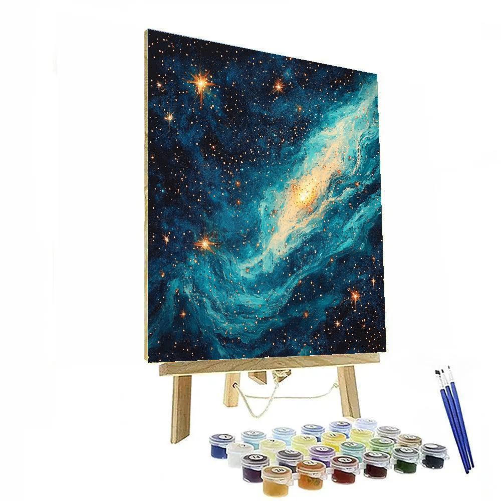 Georges Seurat Inspired Cosmic Nebula Landscape painting number kit