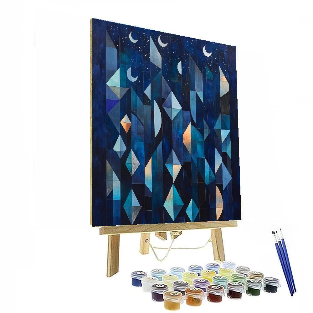 Pablo Picasso Inspired Nocturnal Geometric Sky Numbered painting kits