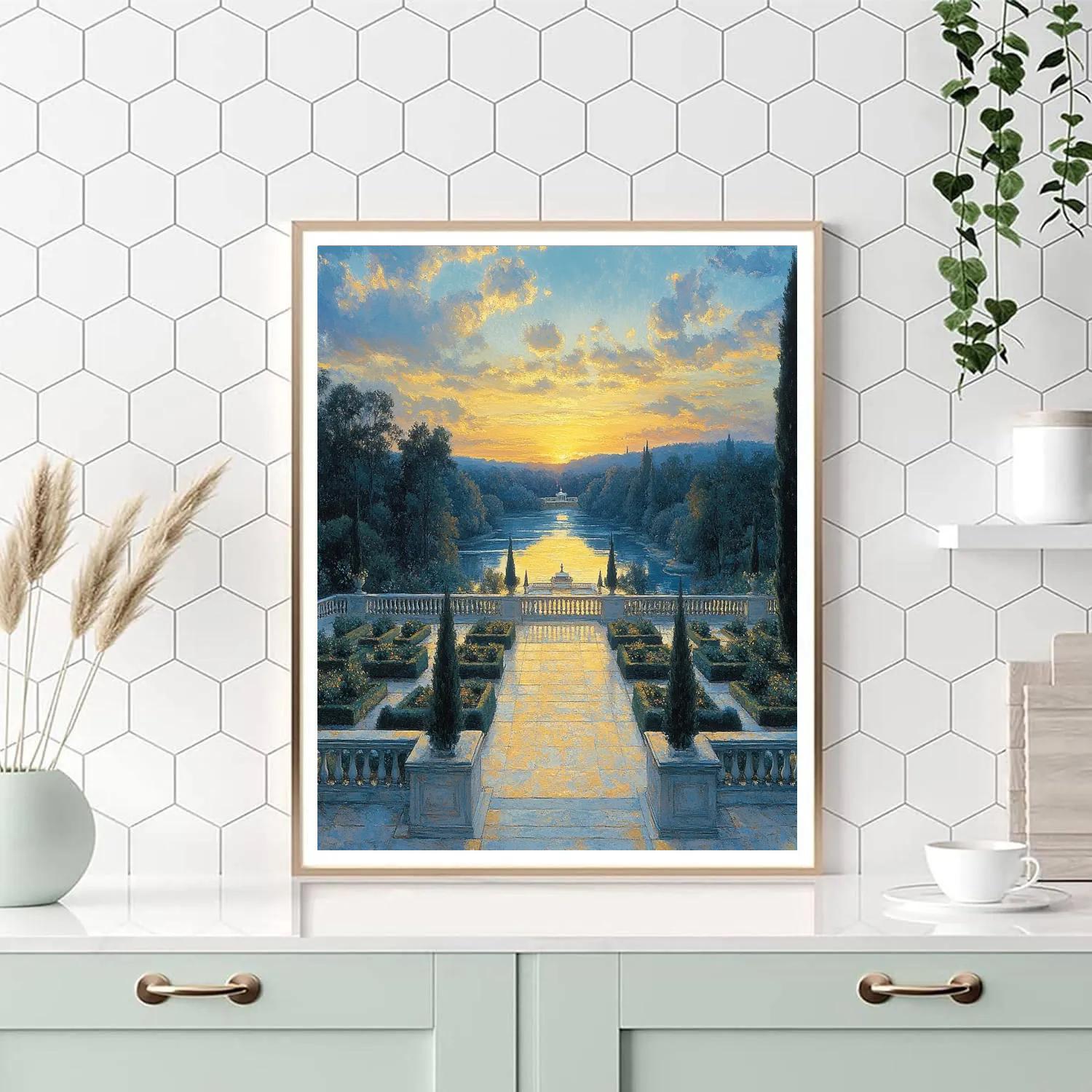 Raphael Inspired Symmetrical Terrace And Luminous Sky Painting by numbers kit