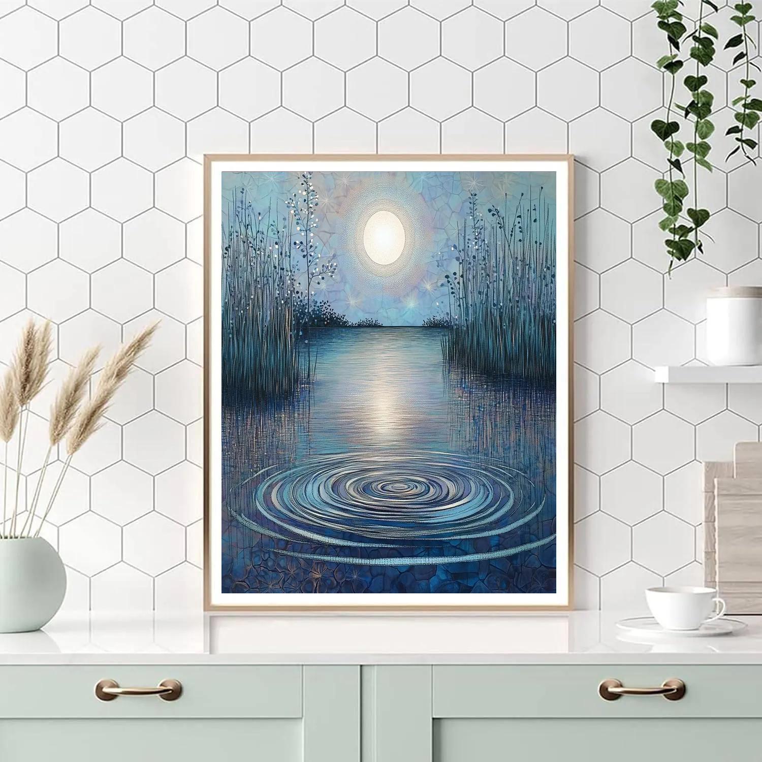 Georges Seurat Inspired Moonlit Lagoon paint by color