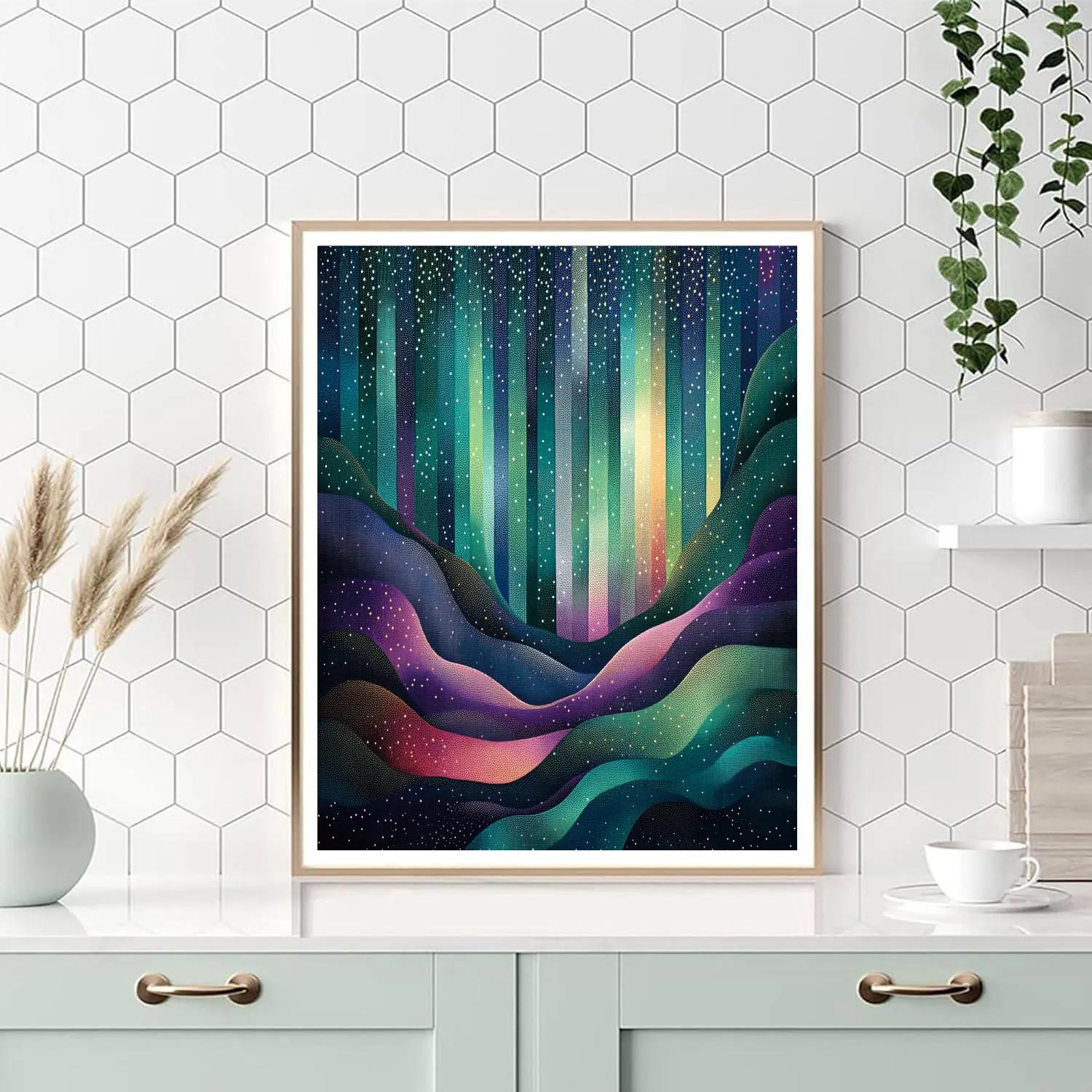 Georges Seurat Inspired Abstract Aurora Tapestry painting number kit