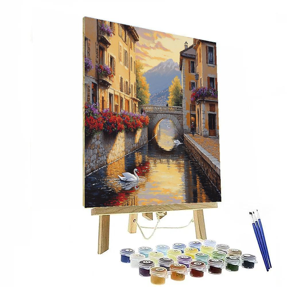 Canal Reflections Of Annecy Old Town France paint by color