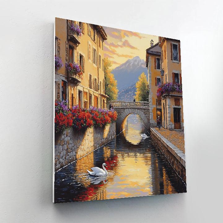 Canal Reflections Of Annecy Old Town France paint by color