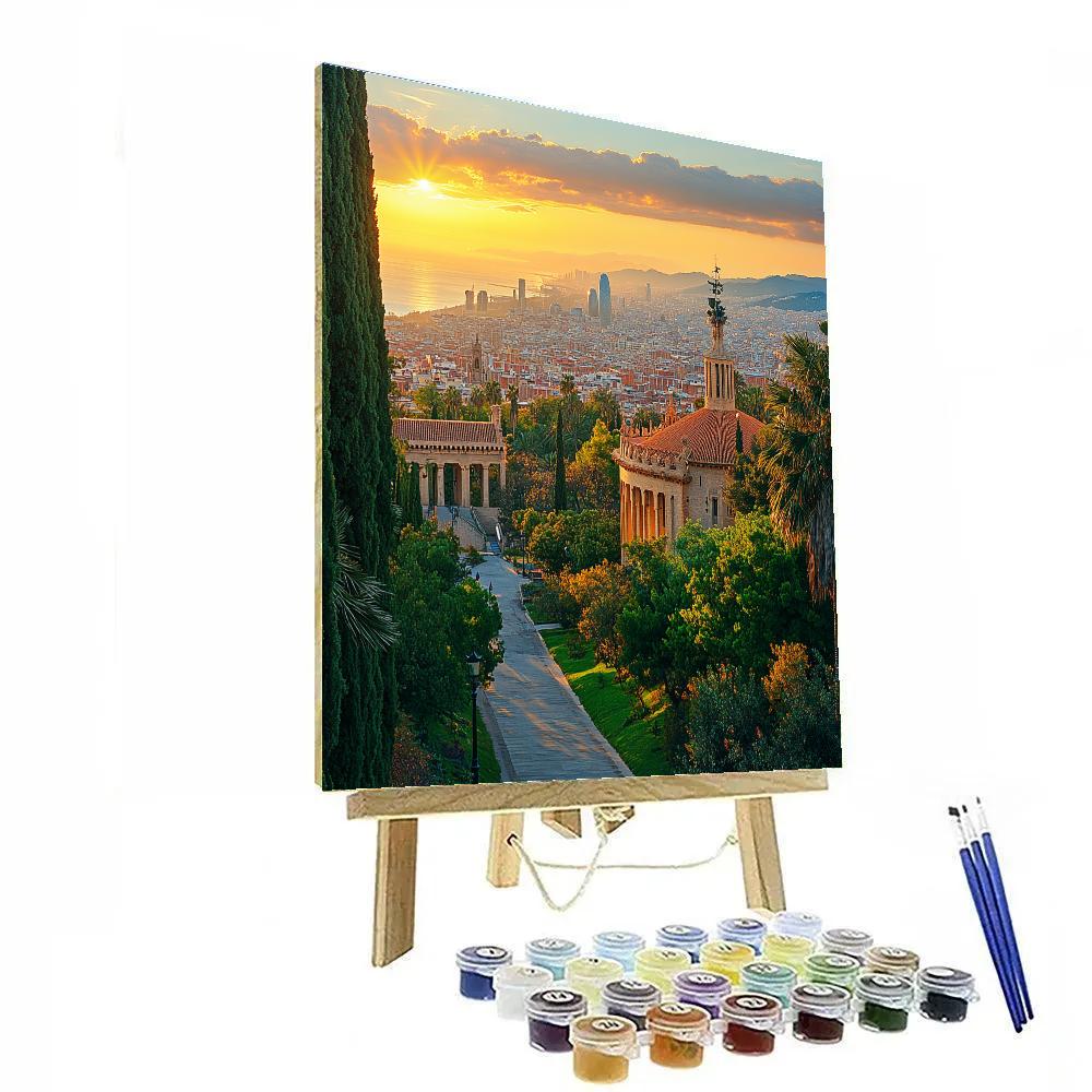 Cityscape From Montjuic Hill Overlooking Barcelona Spain DIY paint by numbers