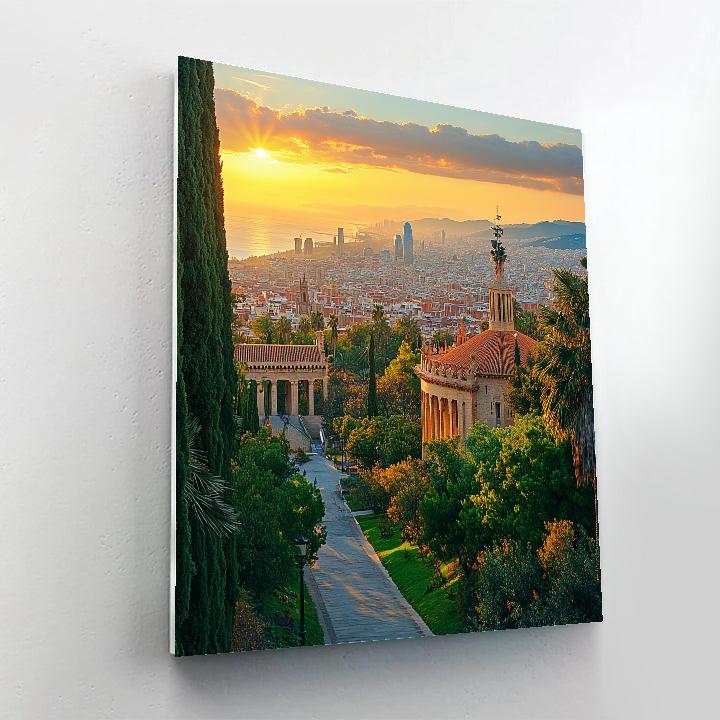 Cityscape From Montjuic Hill Overlooking Barcelona Spain DIY paint by numbers