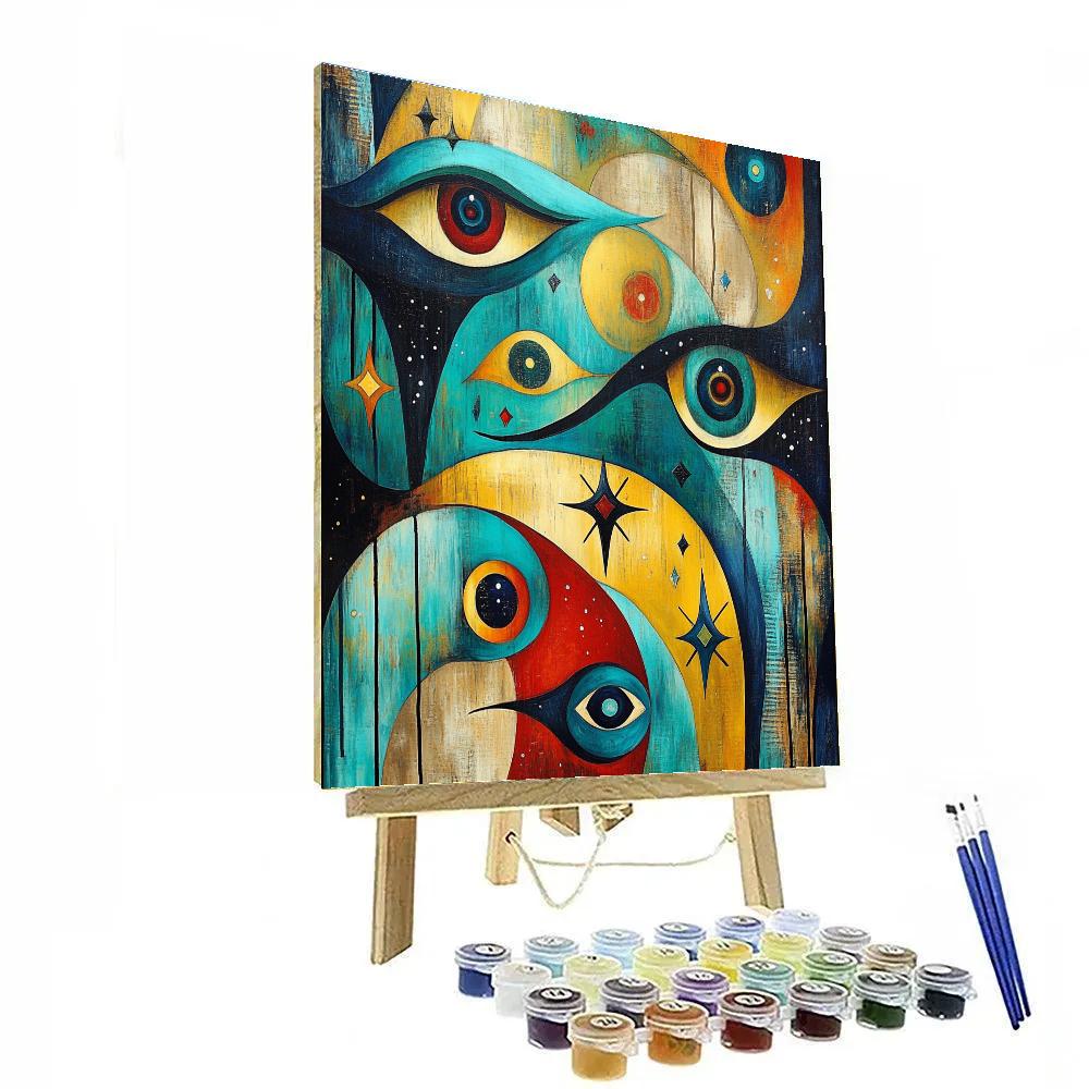 Joan Miró Inspired Abstract Dreamscape DIY paint by numbers