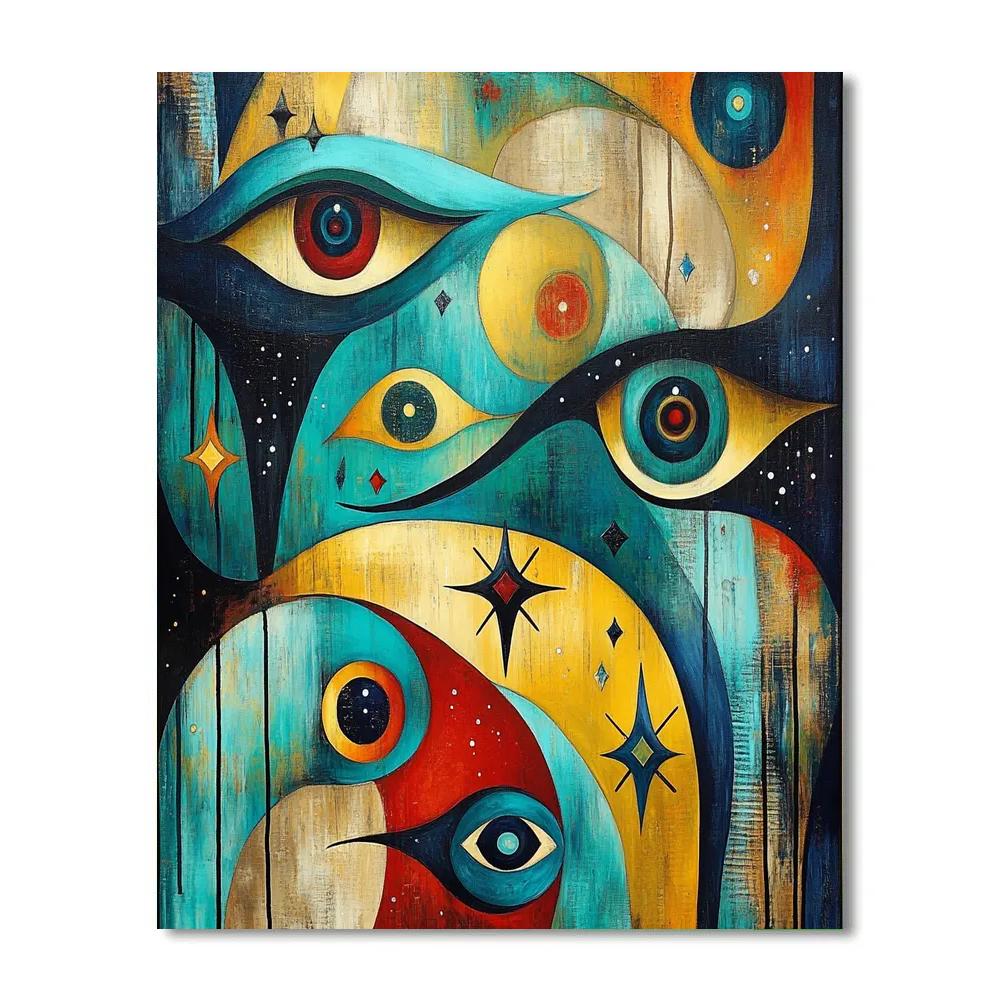 Joan Miró Inspired Abstract Dreamscape DIY paint by numbers