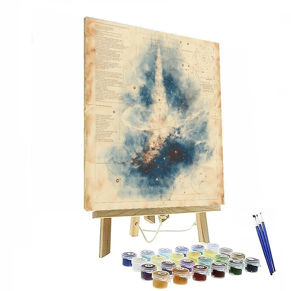 Leonardo Da Vinci Inspired Celestial Map Of Comet Trails paint by numbers
