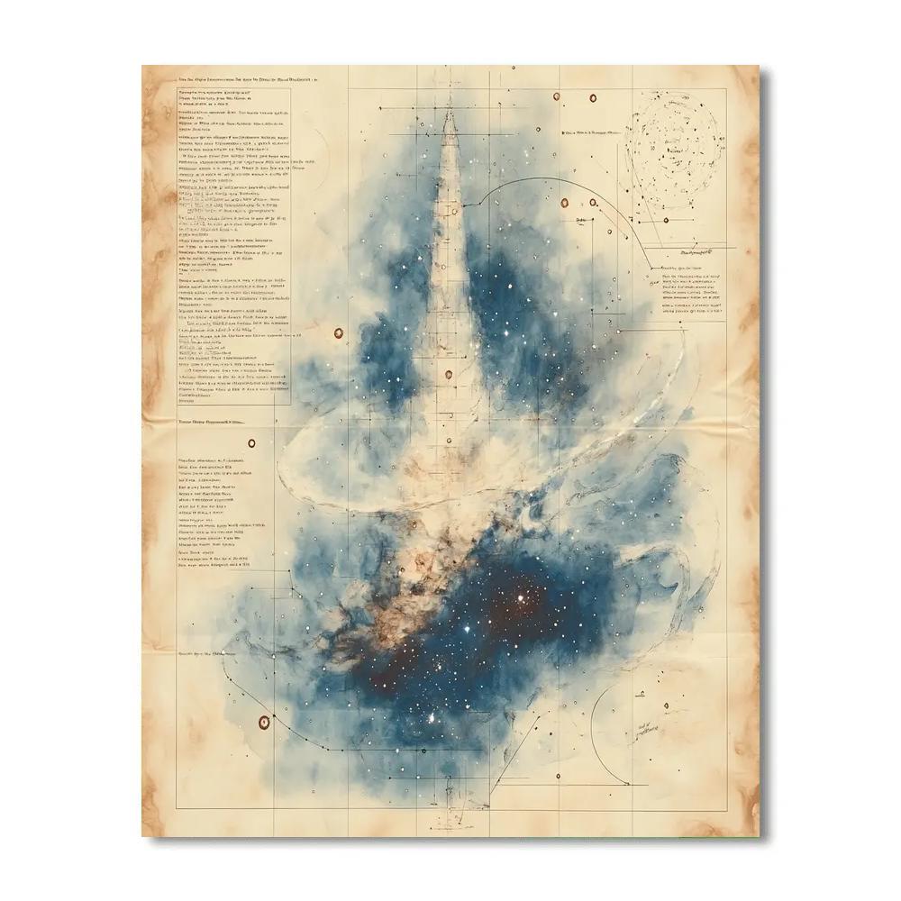 Leonardo Da Vinci Inspired Celestial Map Of Comet Trails paint by numbers