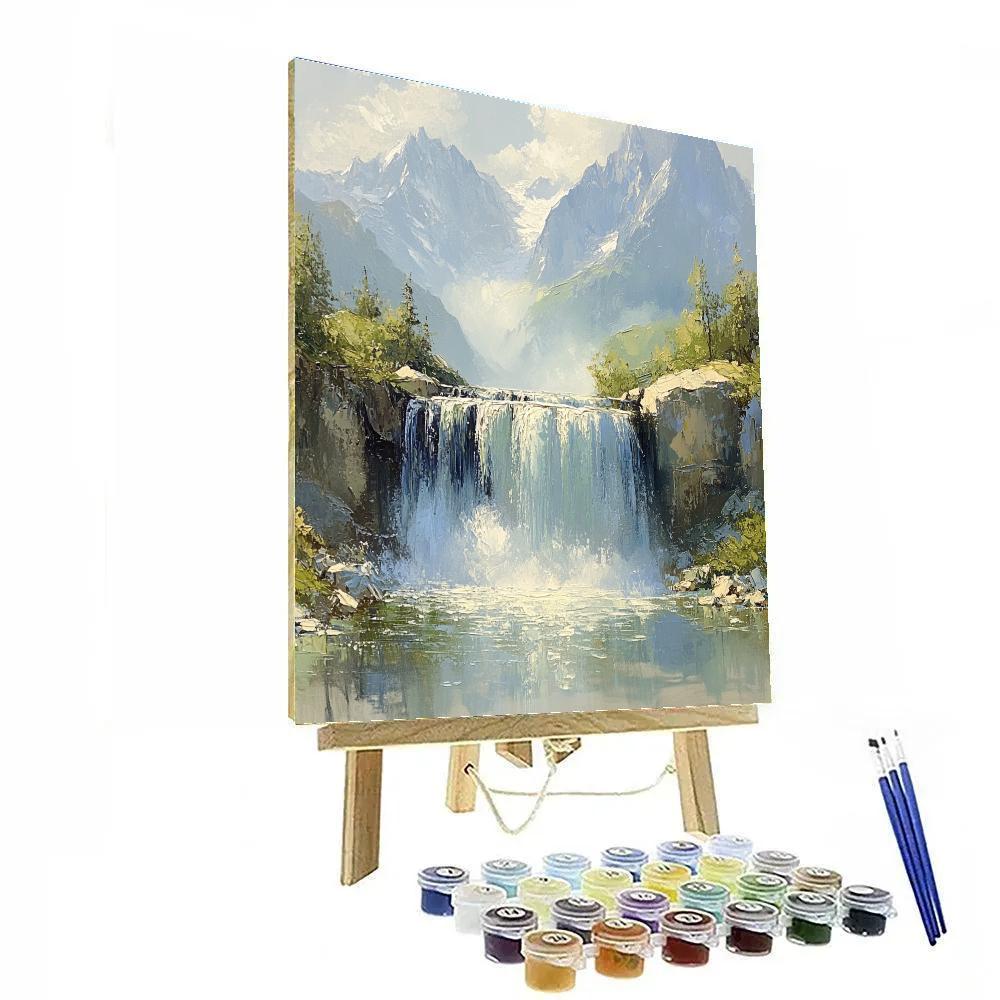Leonardo Da Vinci Inspired Alpine Waterfall Study paint by numbers