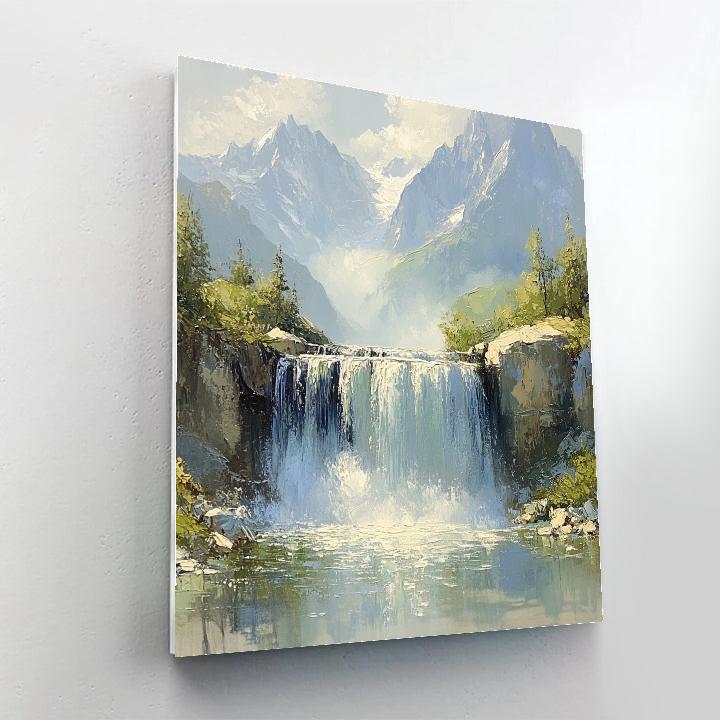 Leonardo Da Vinci Inspired Alpine Waterfall Study paint by numbers