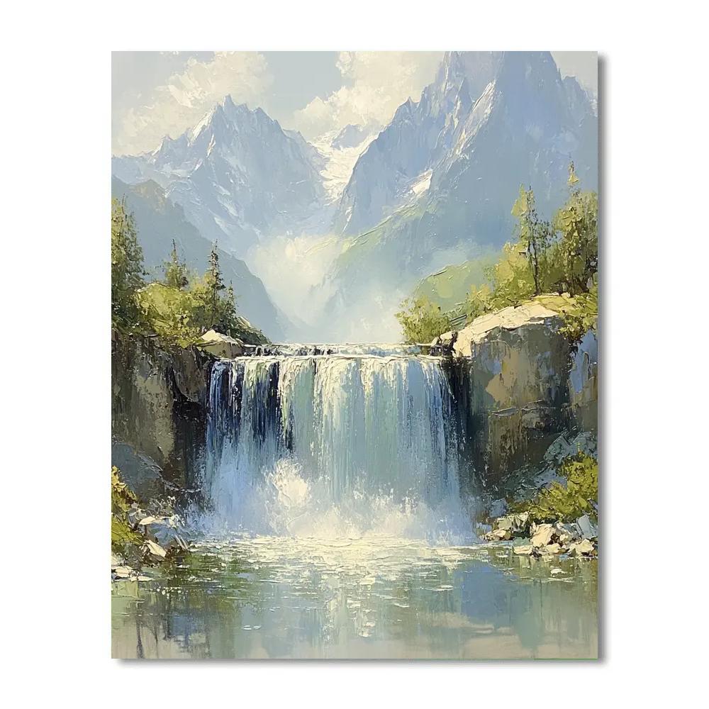 Leonardo Da Vinci Inspired Alpine Waterfall Study paint by numbers