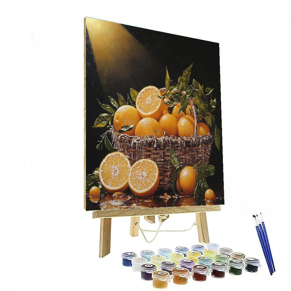 Caravaggio Inspired Decaying Citrus Basket paint by color