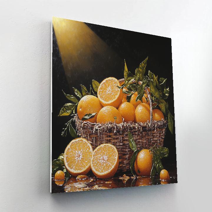 Caravaggio Inspired Decaying Citrus Basket paint by color
