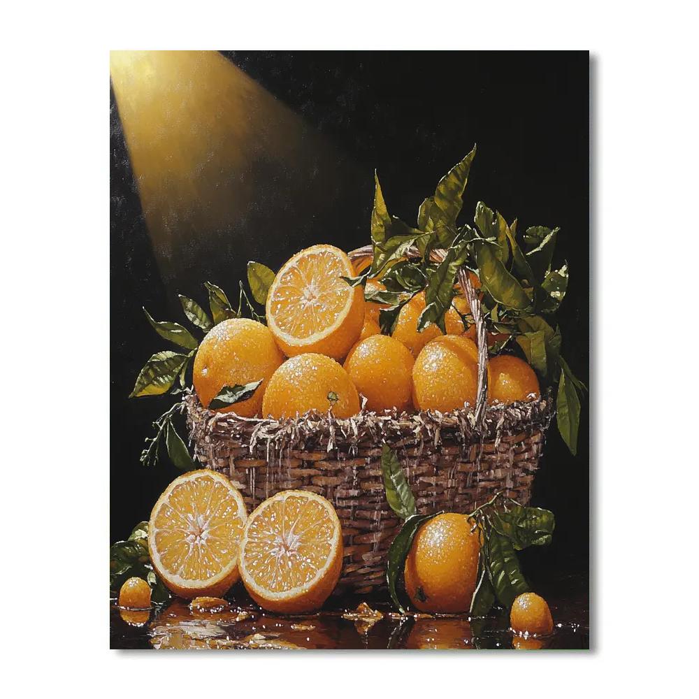 Caravaggio Inspired Decaying Citrus Basket paint by color