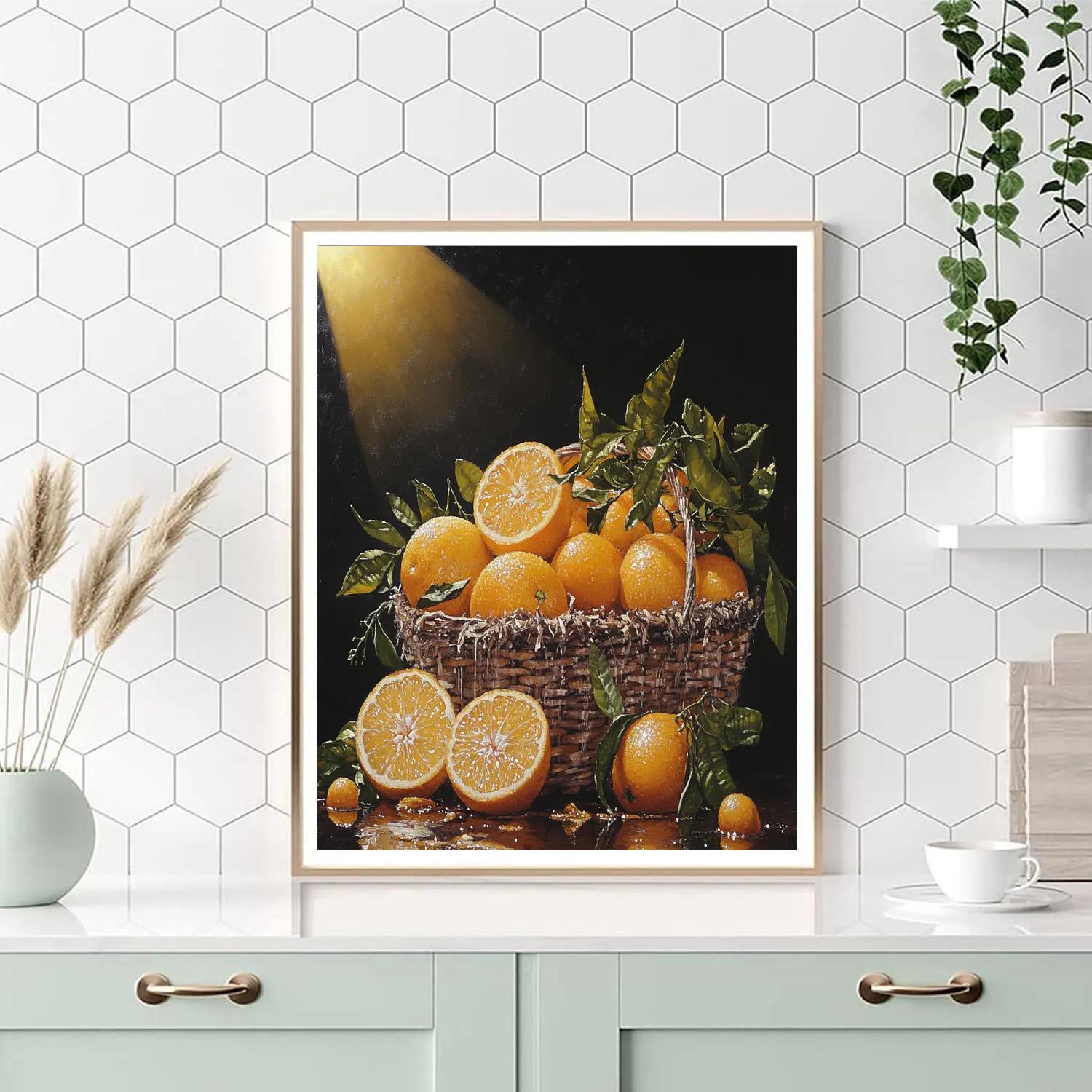 Caravaggio Inspired Decaying Citrus Basket paint by color