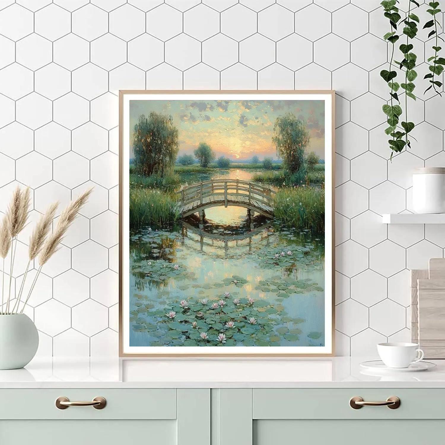 Claude Monet Inspired Garden Bridge Number painting