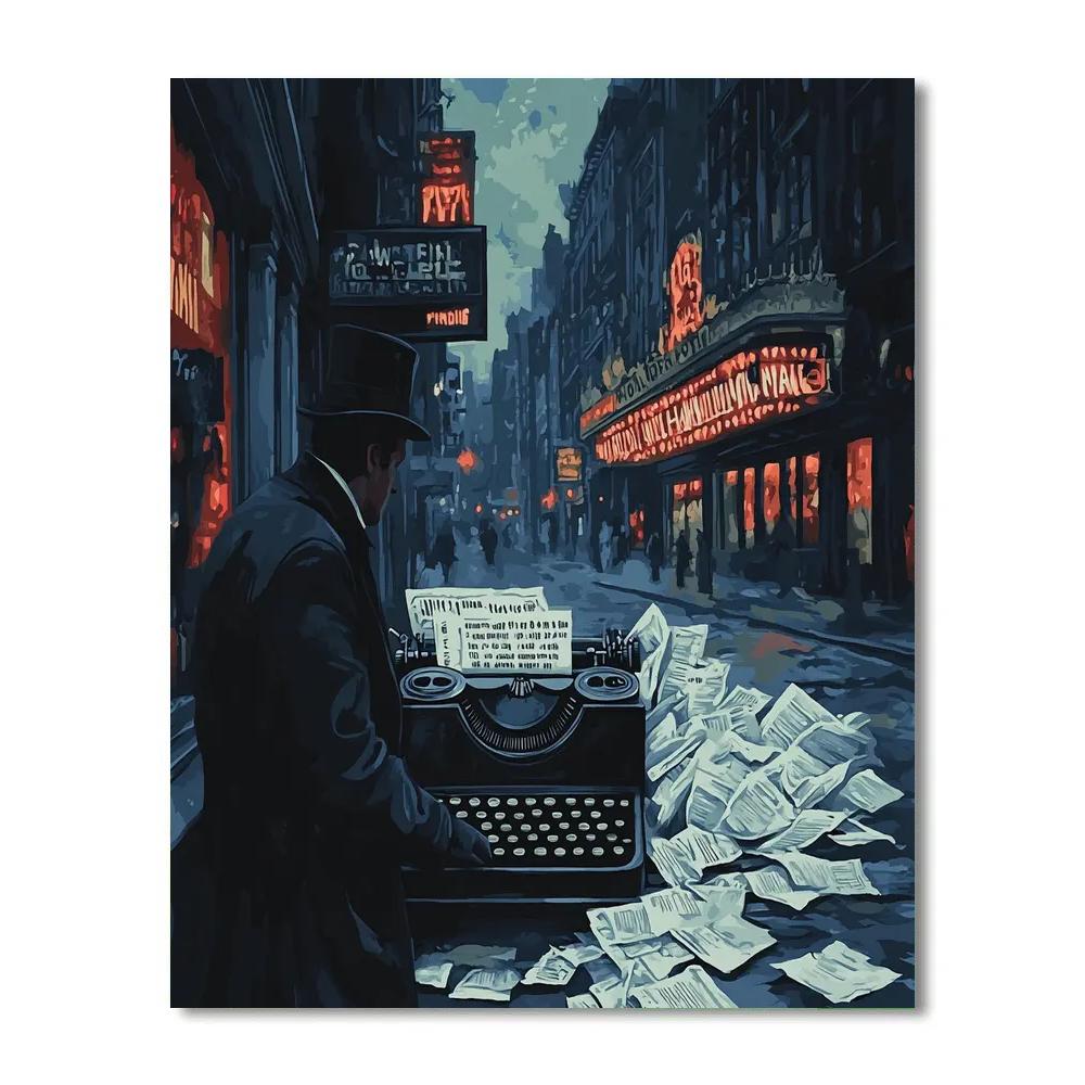 Spectral Typewriter Newsstand Paint by numbers art