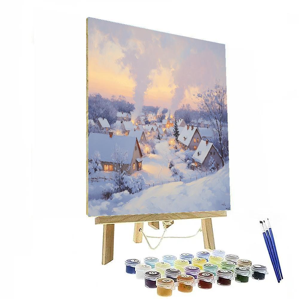 Claude Monet Inspired Snowy Village Number painting