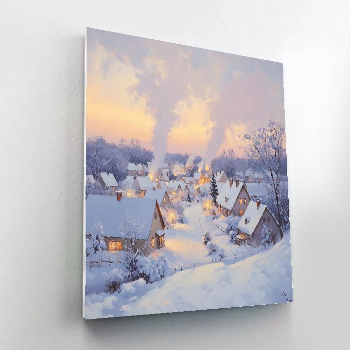 Claude Monet Inspired Snowy Village Number painting