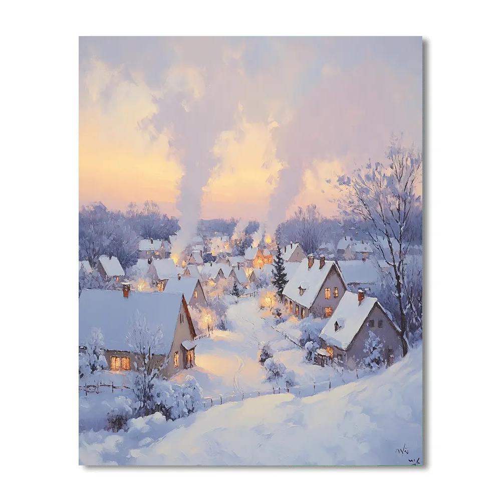 Claude Monet Inspired Snowy Village Number painting