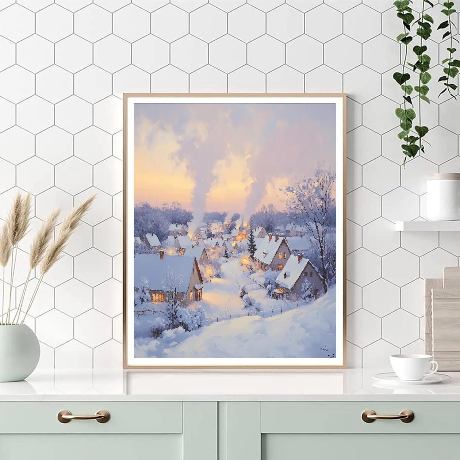 Claude Monet Inspired Snowy Village Number painting