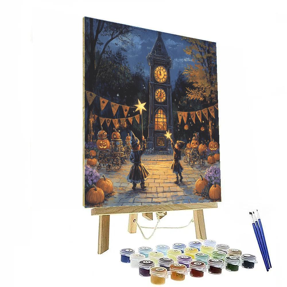 Clocktower Trick Or Treat Parade paint by number