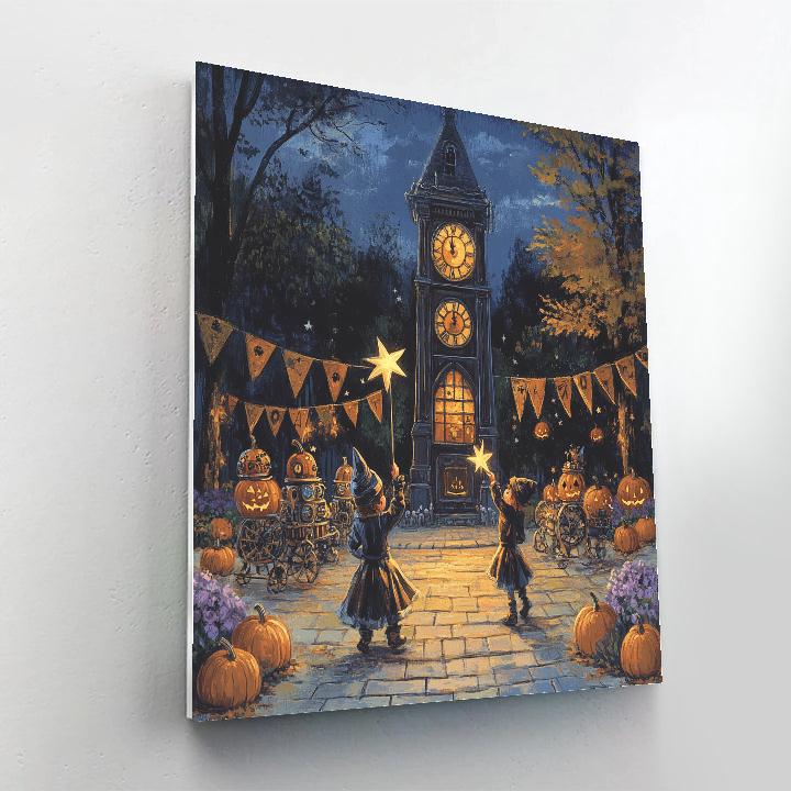 Clocktower Trick Or Treat Parade paint by number