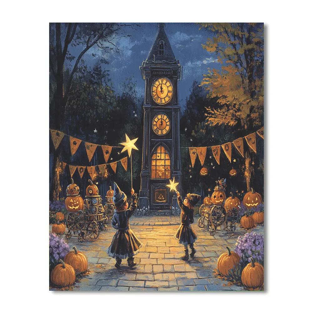 Clocktower Trick Or Treat Parade paint by number