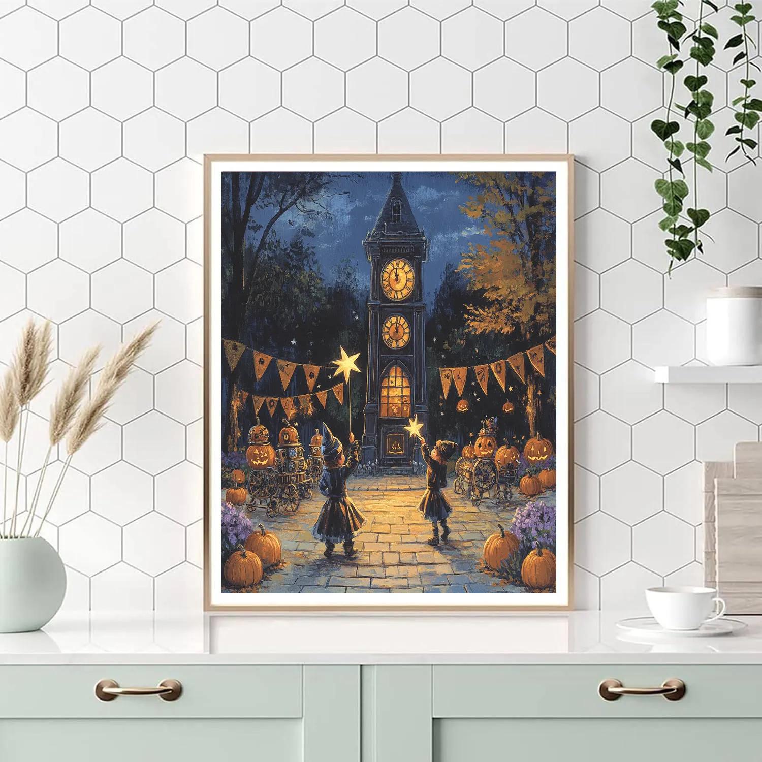 Clocktower Trick Or Treat Parade paint by number