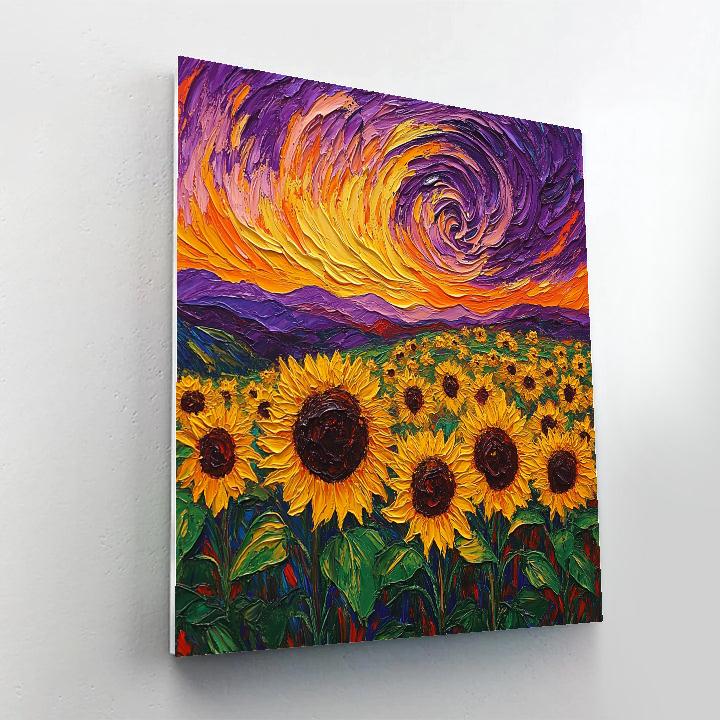 Van Gogh Inspired Sunflower Field At Dusk Paint by numbers art