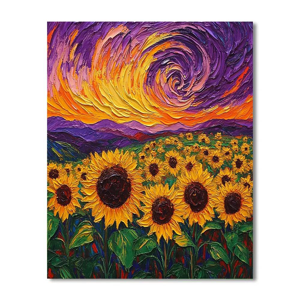 Van Gogh Inspired Sunflower Field At Dusk Paint by numbers art