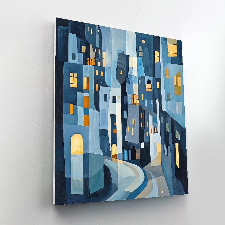 Picasso Inspired Cubist Cityscape At Night DIY paint by numbers