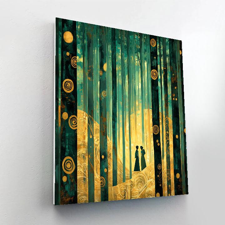Gustav Klimt Inspired Golden Mythological Forest paint by color