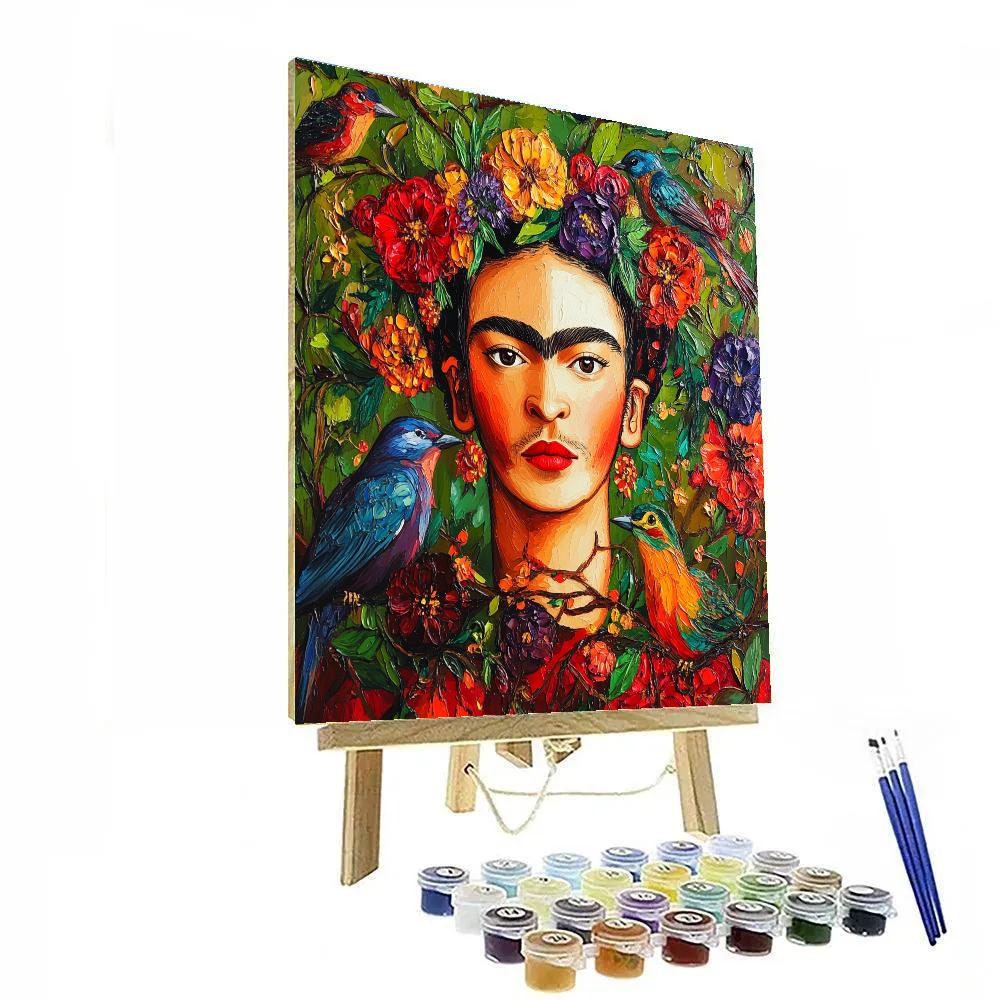 Frida Kahlo Inspired Floral Self-Portrait With Birds Paint by numbers art