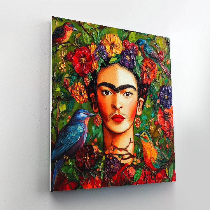 Frida Kahlo Inspired Floral Self-Portrait With Birds Paint by numbers art