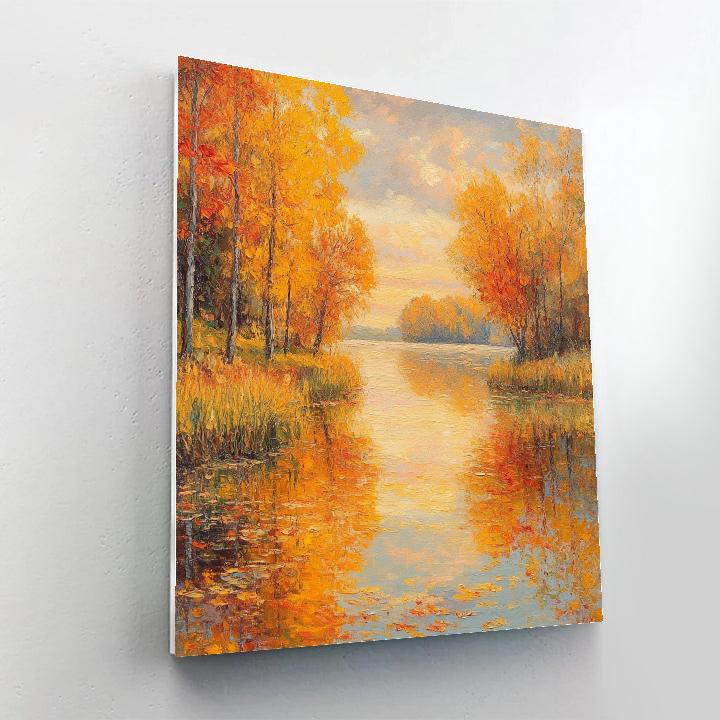 Claude Monet Inspired Autumn Lakeside Reflection Paint by numbers art