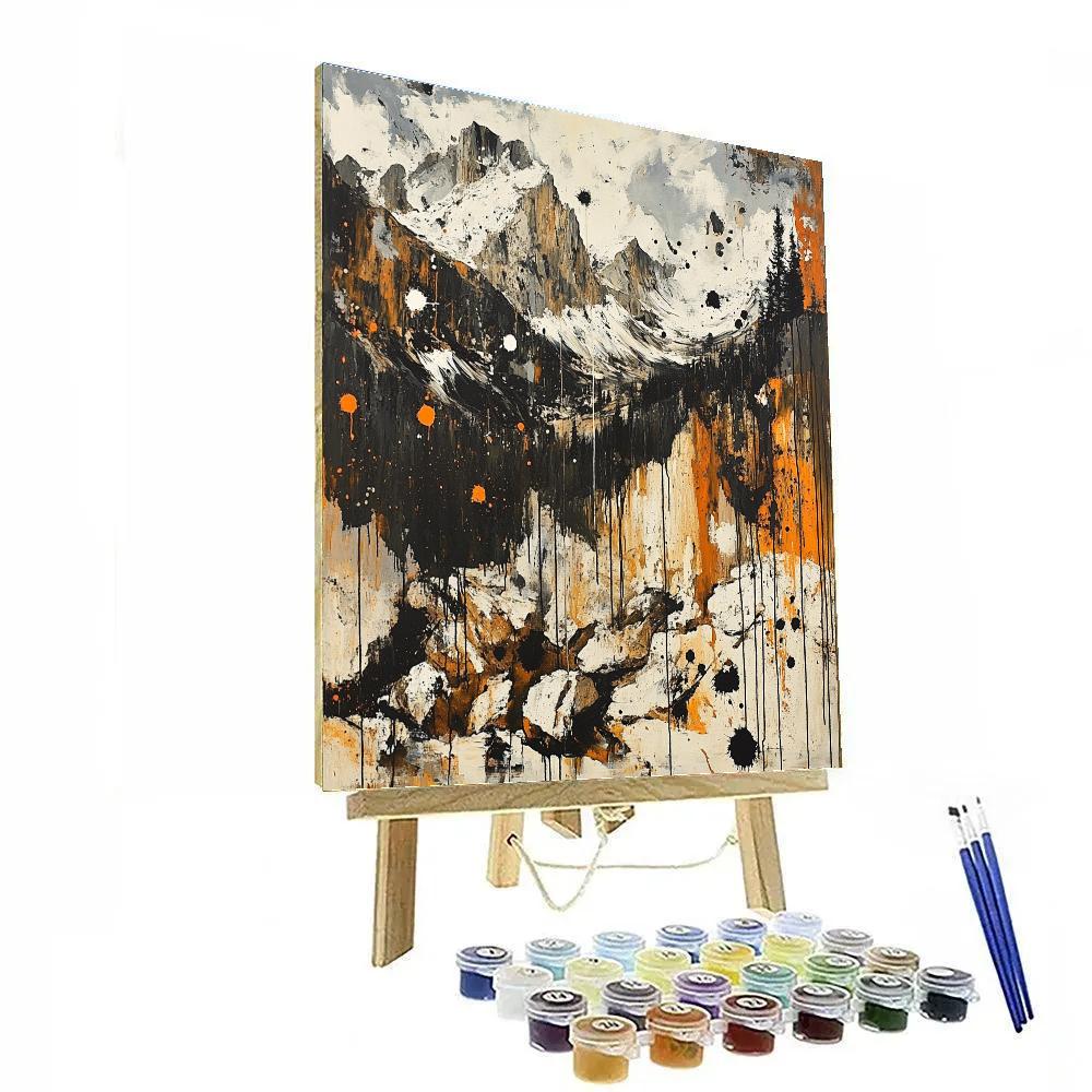 Jackson Pollock Inspired Energetic Mountain Landscape Numbered painting kits