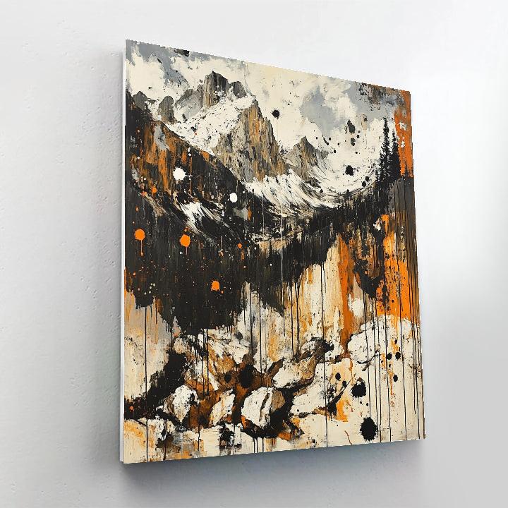 Jackson Pollock Inspired Energetic Mountain Landscape Numbered painting kits