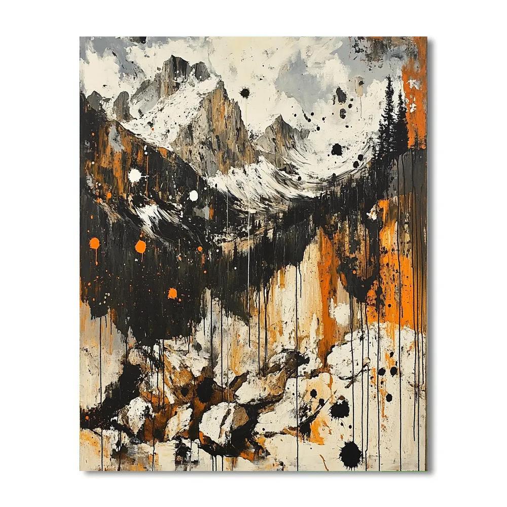 Jackson Pollock Inspired Energetic Mountain Landscape Numbered painting kits