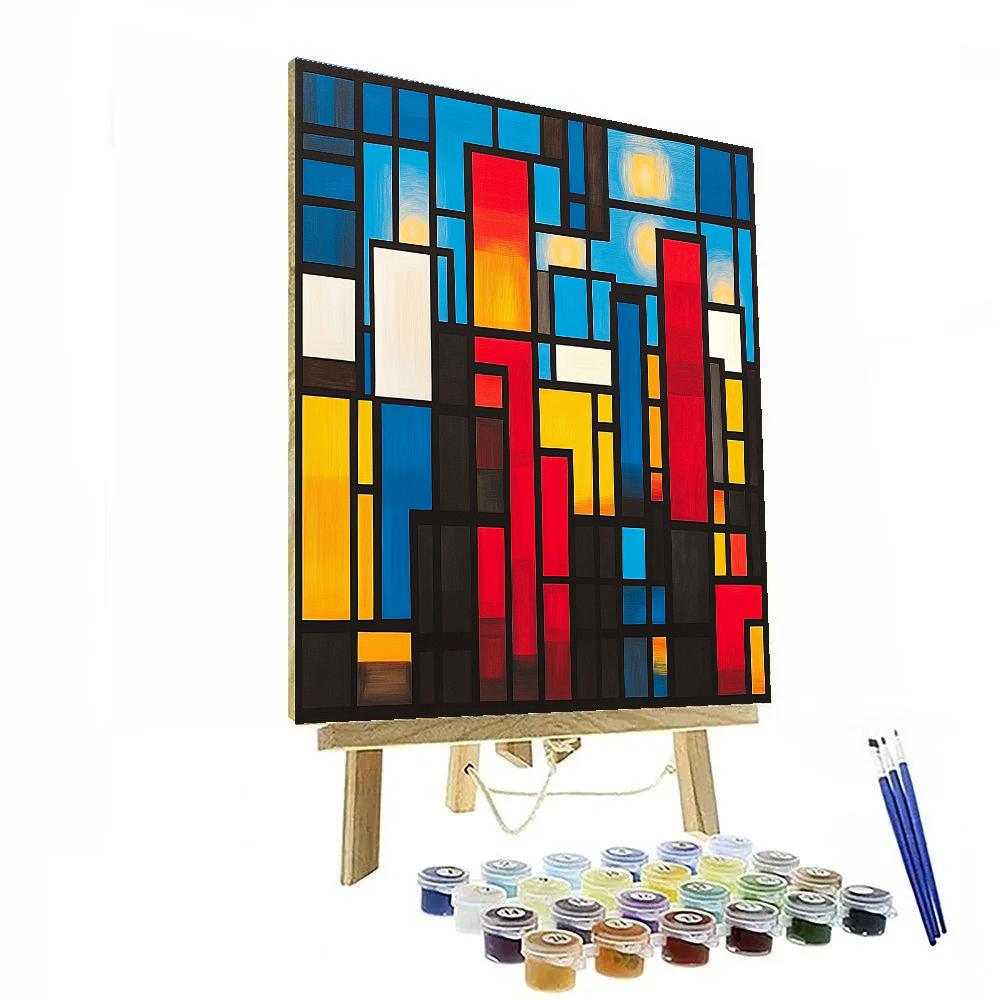 Mondrian Inspired Citylights Grid paint by numbers