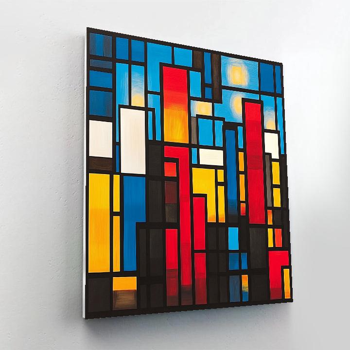 Mondrian Inspired Citylights Grid paint by numbers