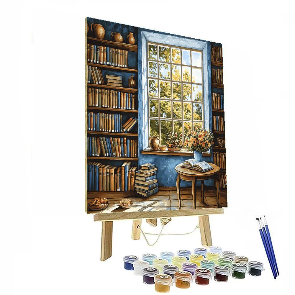 Johannes Vermeer Inspired Cozy Library Interior Painting by numbers kit